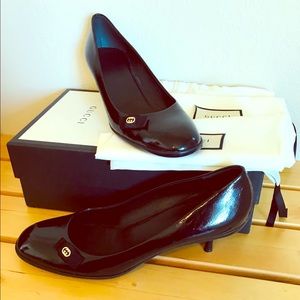Gucci Black Patent Leather Kitten Heels - 10.5